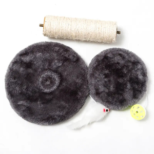 Double Layer Wood <b>Cat</b> <b>Scratch</b> <b>Board</b> with <b>Cat</b> Toy and Balls Interactive Climbing Wood <b>Cat</b> Tree - Product Image 5