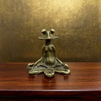 Statue de grenouille en laiton antique, créative, en métal, support pour bâtonnets d'encens, artisanat 3D, collection, décoration d'intérieur en métal moulé