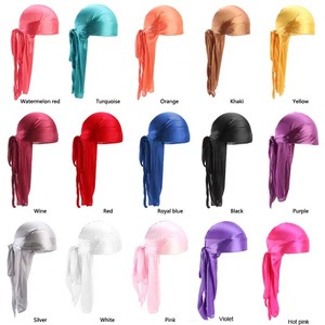 Durag de diseñador personalizado para hombres envoltura de cabeza de cola <span class=keywords><strong>extra</strong></span> larga con logotipo de seda impreso diario informal aplicable Doo Rag Durags - Product Image 2