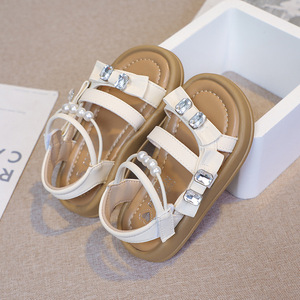 2025 Summer New Girls' Rhinestone Princess Sandals Soft Soled Beach <b>Shoes</b>-Middle Large Size - Product Image 6