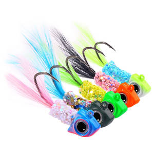 HEGNJIA 5 piezas/bolsa 3.5g Jig Head de Plomo con Pluma, Anzuelo Afilado, Jig de Pelo Colorido, Señuelos Artificiales para Pesca en Hielo y Crappie - Product Image 1