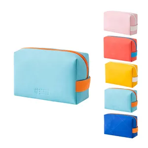 Travel Toiletry Makeup Pouch Women Print Simple Style High Quality Pu Leather Cosmetic Bag