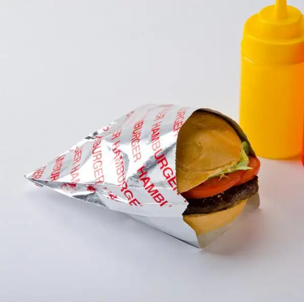 スナックフードショップ用の食品グレードのハンバーガー包装アルミホイル紙