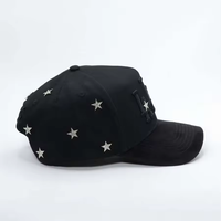 Gorra de Béisbol de Alta Calidad con Pedrería de Estrellas, Logotipo con Tachuelas, Forro de Satén, Ajustable, Estilo Urbano, Venta al Por Mayor