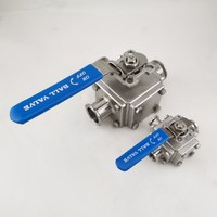Vanne à boisseau sphérique sanitaire manuelle à trois voies en acier inoxydable 1,5 po type T à trois colliers OEM