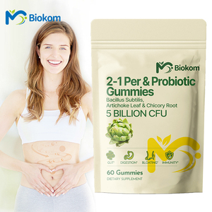 Gomitas 2 en 1 Prebióticas + Probióticas con Bacillus Subtilis DE111 (5 Mil Millones de UFC), Alcachofa y Achicoria para la Salud Digestiva - Product Image 1