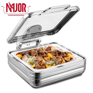 Plato de frotamiento de lujo de 9L con marco redondo de acero inoxidable para comida GN <span class=keywords><strong>la</strong></span> <span class=keywords><strong>restaurante</strong></span> de cafetería para Buffet - Product Image 2