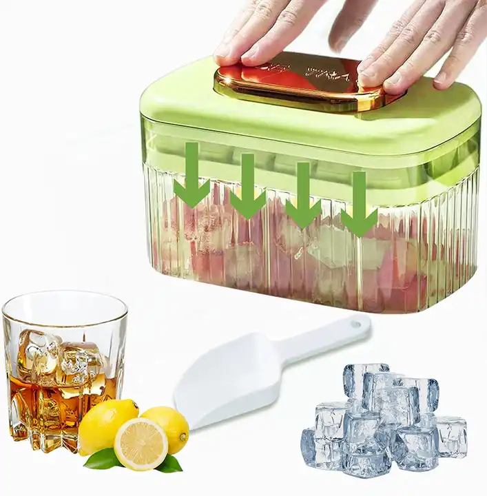 Ice Cube Tray, 48 Cubes with Lid and Storage Bin for Freezer, Ice