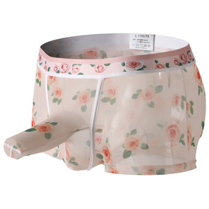 Boxers pour hommes, sous-vêtements en maille transparente à imprimé floral, ultra fins, respirants, transparents - Product Image 6