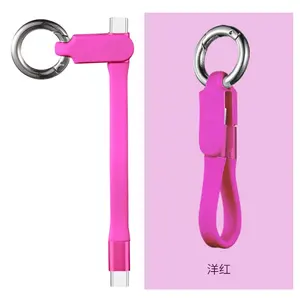 Promotion Portable Key Chain flat USB Fast Charging Cable For iPhone