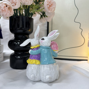 Couple Bunny <b>Easter</b> Decoration Resin Craft Indoor <b>Ornament</b> <b>Easter</b> Gift - Product Image 4
