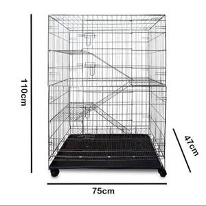 Cage d'embarquement pour chat double en métal massif avec plateau en plastique Cage pour chat d'occasion à vendre - Product Image 3