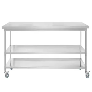 Commercial Kitchen Equipment Food Prep Table With Casters