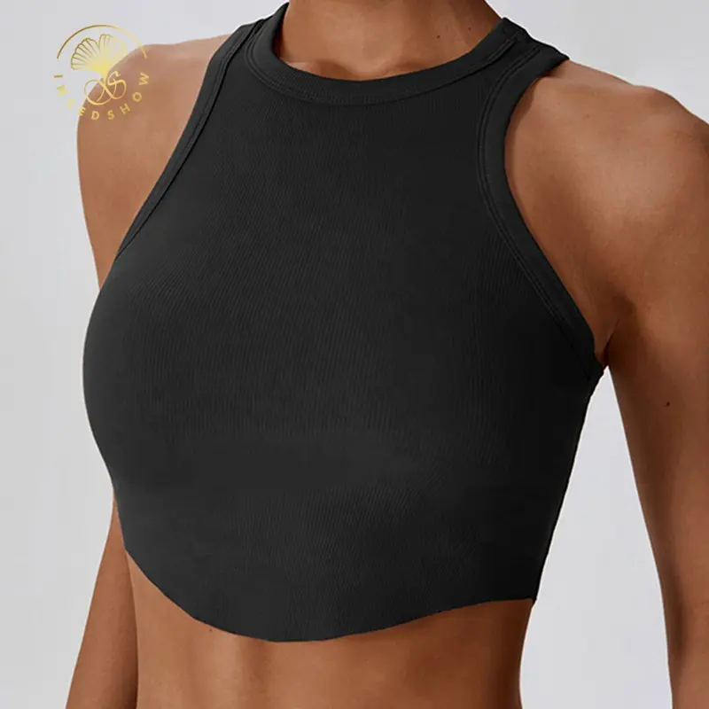 Hochwertige Damen Sublimation gerippt eng geschnitten Gym Tank Top benutzer definierte Plain Gym ärmellose Yoga Crop Tops für Frauen Großhandel