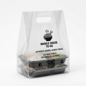 Bolsa de Plástico Transparente LDPE con Asa Troquelada Personalizada para Compras, Varios Estilos, con Logotipo - Product Image 1