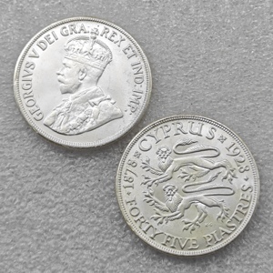 1928 Chypre 45 <span class=keywords><strong>Piastres</strong></span> - George V (sous le règne britannique) Pièces commémoratives de style antique, Cadeaux, Décoration d'intérieur - Product Image 2