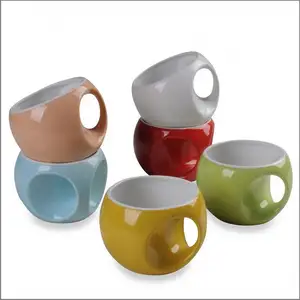 2024 nouveau design rond grès tasse à thé ensemble de 6 pièces couleur tasses tasses à café en céramique pour la fête