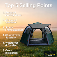 Tente de camping d'extérieur Wind Valley en promotion, entièrement automatique, une chambre, quatre saisons, ouverture rapide, pliable, imperméable