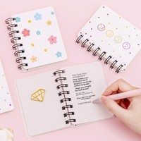Carnet de notes A7 de poche créatif en papier, personnalisé, en gros, motif dessin animé (ours/fleur/cœur), avec spirale latérale, mini, portable, à feuilles mobiles