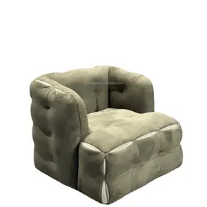 Ý thiết kế sang trọng hiện đại Fendy phong cách sudue vải ánh sáng màu xanh lá cây boucle sofa đơn phòng khách sofa