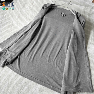 Ensemble de pyjama d'hiver pour femme en modal côtelé ultra doux et respirant (92 %), avec taille élastique, manches longues, boutons, couleur unie, pour la détente - Product Image 4