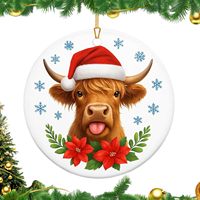 Ornement en verre céramique fait main, populaire, écologique, de haute qualité, en forme de vache des Highlands, pour sapin de Noël, cadeaux décoratifs pour