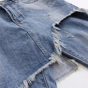 <span class=keywords><strong>Mujer</strong></span> Pantalones <span class=keywords><strong>de</strong></span> tobillo longitud recta pantalones <span class=keywords><strong>vaqueros</strong></span> <span class=keywords><strong>de</strong></span> cintura alta roto agujero diseño Irregular capas <span class=keywords><strong>Vaqueros</strong></span> - Product Image 4