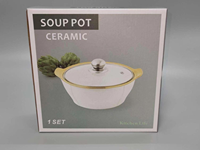 RTS Ensemble de marmites à soupe et ragoûts en céramique blanc pur à double anse, grande capacité, résistant aux hautes températures, pour la maison