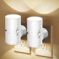 Lampe murale LED moderne pour chambre à coucher, à brancher, avec variateur d'intensité 0-100%, capteur crépusculaire, fonction veilleuse blanc chaud