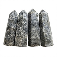 Obelisco de Ágata Gris Natural Pulida, Torre de Cristal para Regalo y Decoración