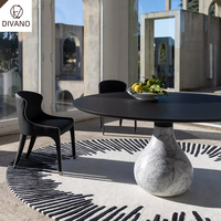 Ensemble de salle à manger de haute qualité, meubles de Foshan, table ronde en marbre, ensemble de salle à manger moderne, 6 chaises de luxe