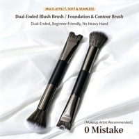 Pinceau de maquillage multifonctionnel 2-en-1 à double tête en poils synthétiques et manche en bois pour le contour et le modelage du nez – Vente en gros de haute qualité