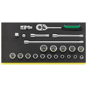 STAHLWILLE - 96830218 3/8 ''Juego de carraca con enchufes y accesorios en incrustaciones TCS (23 Uds.) -EAN 4018754180769 OTROS CONJUNTOS DE HERRAMIENTAS - Product Image 1