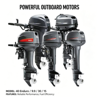 Moteur hors-bord 2 temps 9,9 CV en promotion, moteur de bateau portable à essence refroidi par eau pour bateaux gonflables