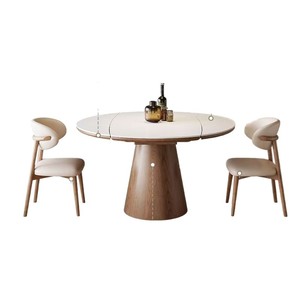 Solid Wood Slab Dining <b>Table</b> <b>And</b> <b>Chair</b> Set Extendable <b>Foldable</b> Nordic Style For Small Homes - Product Image 2