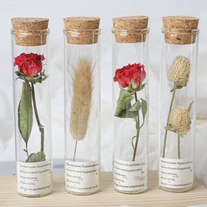 Thu nhỏ Rose hoa khô bó hoa nhân tạo Ống nghiệm thủy tinh bảo quản hoa hồng trong mong muốn chai Ngày Valentine trang trí - Product Image 1