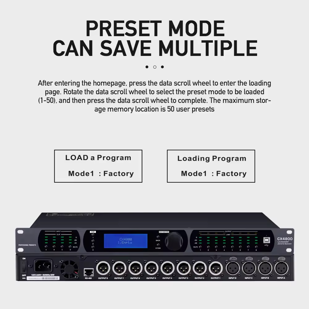 CX4800 Professional Audio Processor - 4x8 Loudspeaker Control