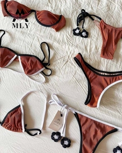 Mly tùy chỉnh <span class=keywords><strong>2025</strong></span> màu đen mới màu rắn throng bikini đẩy lên đồ bơi gợi cảm bikini áo tắm hai lớp - Product Image 1