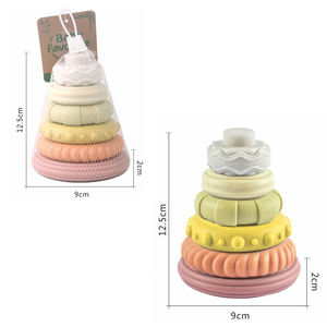 Jouets éducatifs BS en silicone, matériau écologique, anneaux sensoriels empilables pour tout-petits, tour d'empilage en silicone arc-en-ciel pour bébé, jouet <span class=keywords><strong>de</strong></span> <span class=keywords><strong>bain</strong></span> - Product Image 4