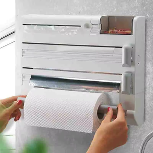 MIXWARES Kitchen Wall Mount Storage Rack Box <strong>Cling</strong> <strong>Film</strong> Aluminum <strong>Foil</strong> <strong>Dispenser</strong> With Slide Cutter Paper Roll Wrap Organizer - Product Image 1