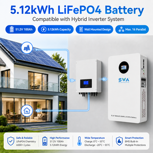 Système de stockage d'énergie solaire mural LiFePO4 51,2V 100Ah 200Ah 280Ah 314Ah 5kWh 10kWh 16kW, batterie lithium ESS pour la maison - Product Image 1