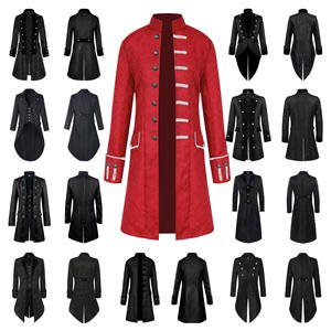 Europe et états-unis manteau pour hommes couleur unie mode Steampunk rétro uniforme col montant vêtements - Product Image 2