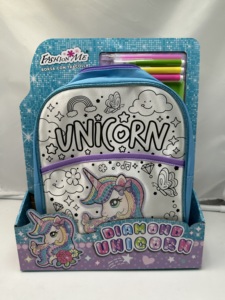 Sac à dos licorne à peindre avec des diamants - Sac d'école éducatif pour enfants - Polyester - Capacité 20-36L - 3+ ans - Cadeau de <span class=keywords><strong>rentrée</strong></span> <span class=keywords><strong>scolaire</strong></span> - Product Image 3