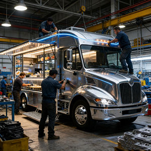 Camion de vente mobile élégant en acier inoxydable avec structure robuste pour les opérations de restauration de rue urbaine - Product Image 2