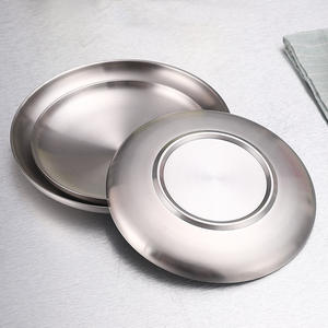 Piatto per Barbecue Moderno in Acciaio Inox 304, Piatto Dorato Poco Profondo, Piatto per Torte a Fondo Piatto - Product Image 2