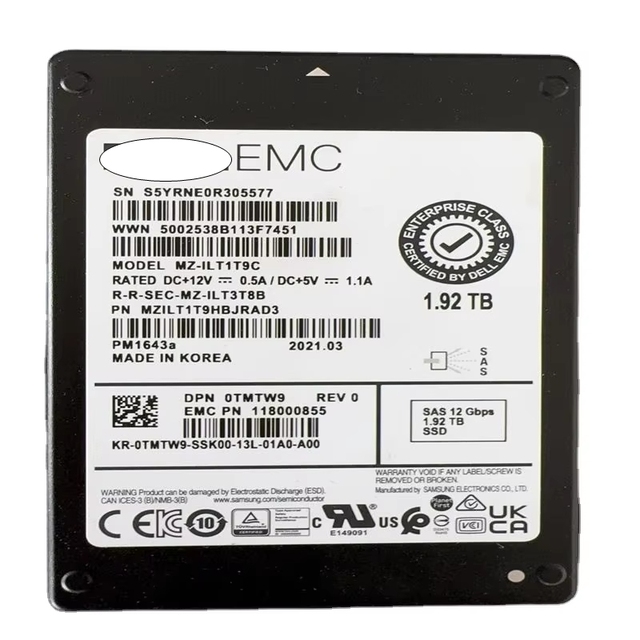 PM1643A 1.92TB SAS 12Gbps Enterprise SSD MZ-ILT1T9C for ME4/ME5 Storage in Stock MOQ 1