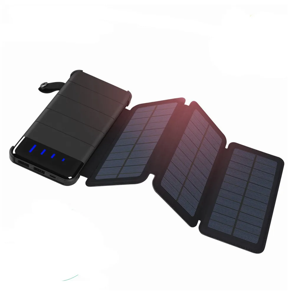Nieuwe 2 In 1 Opvouwbaar Afneembare Solar Power Bank 10000Mah Outdoor Draagbare Zonnepaneel Batterij Bank