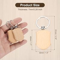 Porte-clés personnalisés en bois massif avec logo sur mesure, supports rectangulaires vierges et anneaux fendus pour gravure DIY, cadeaux, vente en gros, pas cher