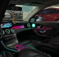 Éclairage d'ambiance dynamique 64 couleurs noir piano pour Mercedes W205 X253 C253 GLC - Accessoires de mise à niveau de l'éclairage LED intérieur de voiture