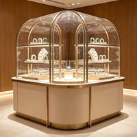 Vitrine à bijoux en verre avec éclairage LED en bois, couleurs personnalisables - Écologique et durable pour les comptoirs de magasin - GZowin